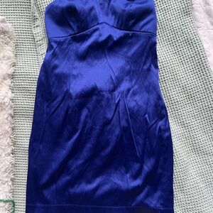 Blue Strapless Sheath Mini Dress
